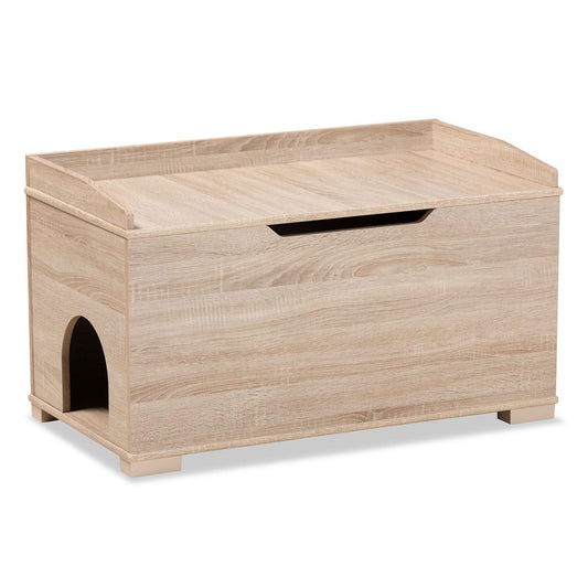 Baxton Studio - Mariam Cat House in Oak  - SECHC150140WI-Hana Oak-Cat House view 1