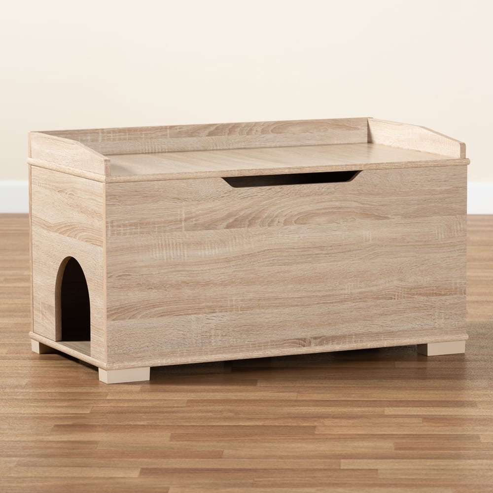 Baxton Studio - Mariam Cat House in Oak  - SECHC150140WI-Hana Oak-Cat House view 11