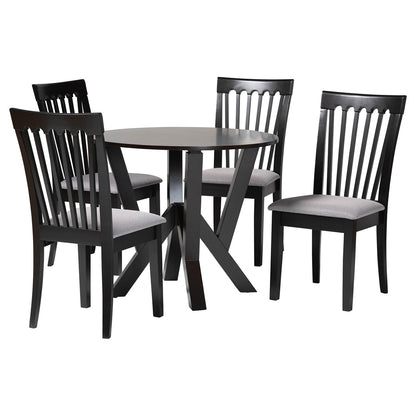 Baxton Studio - Marian Dining Set in Grey/Dark Brown - Gwen-Grey/Dark Brown-5PC Dining Set view 1