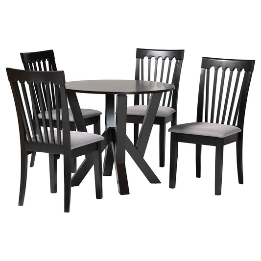 Baxton Studio - Marian Dining Set in Grey/Dark Brown - Gwen-Grey/Dark Brown-5PC Dining Set view 1