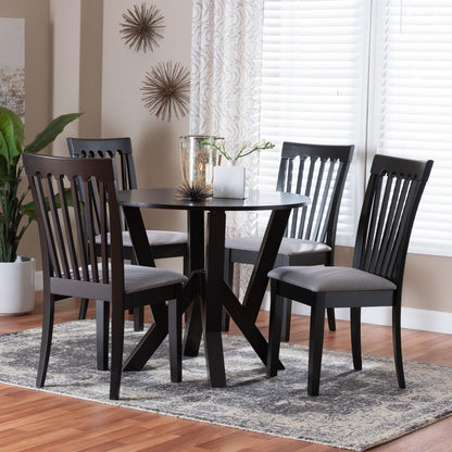 Baxton Studio - Marian Dining Set in Grey/Dark Brown - Gwen-Grey/Dark Brown-5PC Dining Set view 8