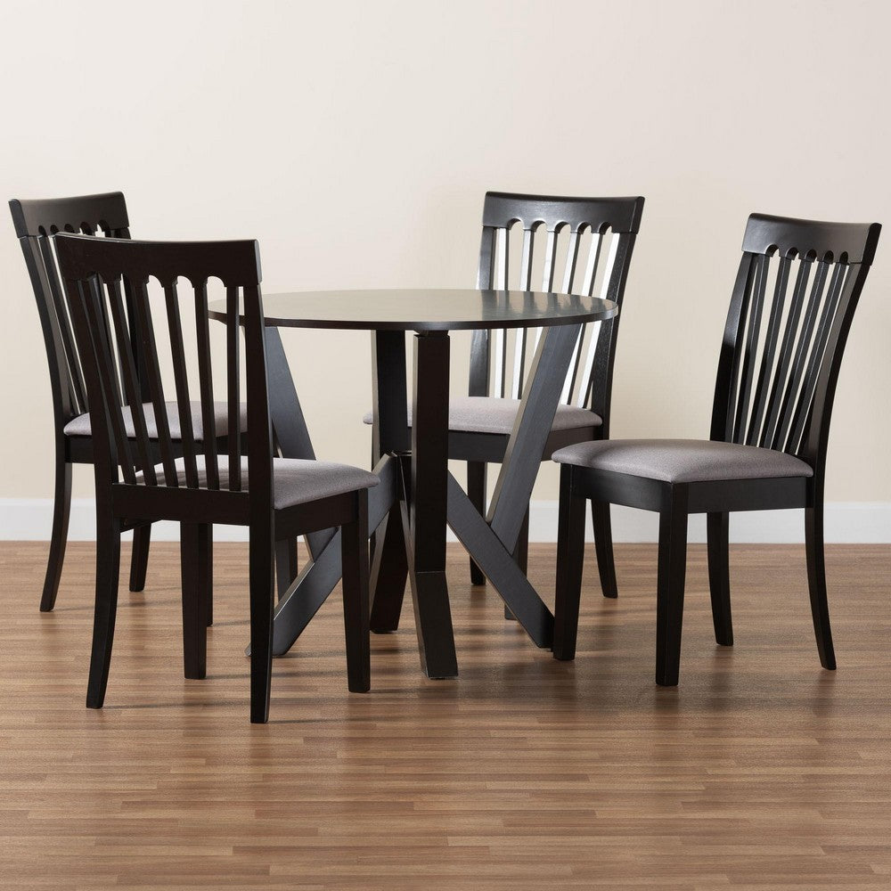Baxton Studio - Marian Dining Set in Grey/Dark Brown - Gwen-Grey/Dark Brown-5PC Dining Set view 9