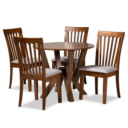 Baxton Studio - Marian Dining Set in Grey/walnut brown - Marian-Grey/Walnut-5PC Dining Set view 1