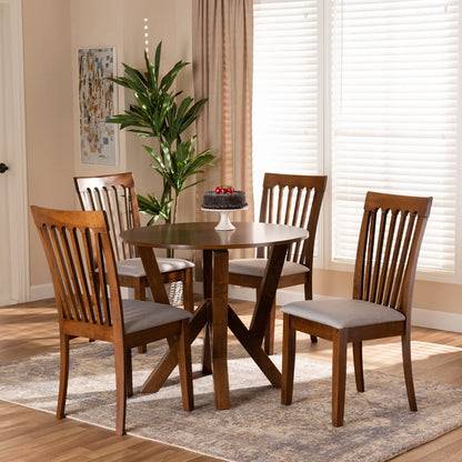 Baxton Studio - Marian Dining Set in Grey/walnut brown - Marian-Grey/Walnut-5PC Dining Set view 7