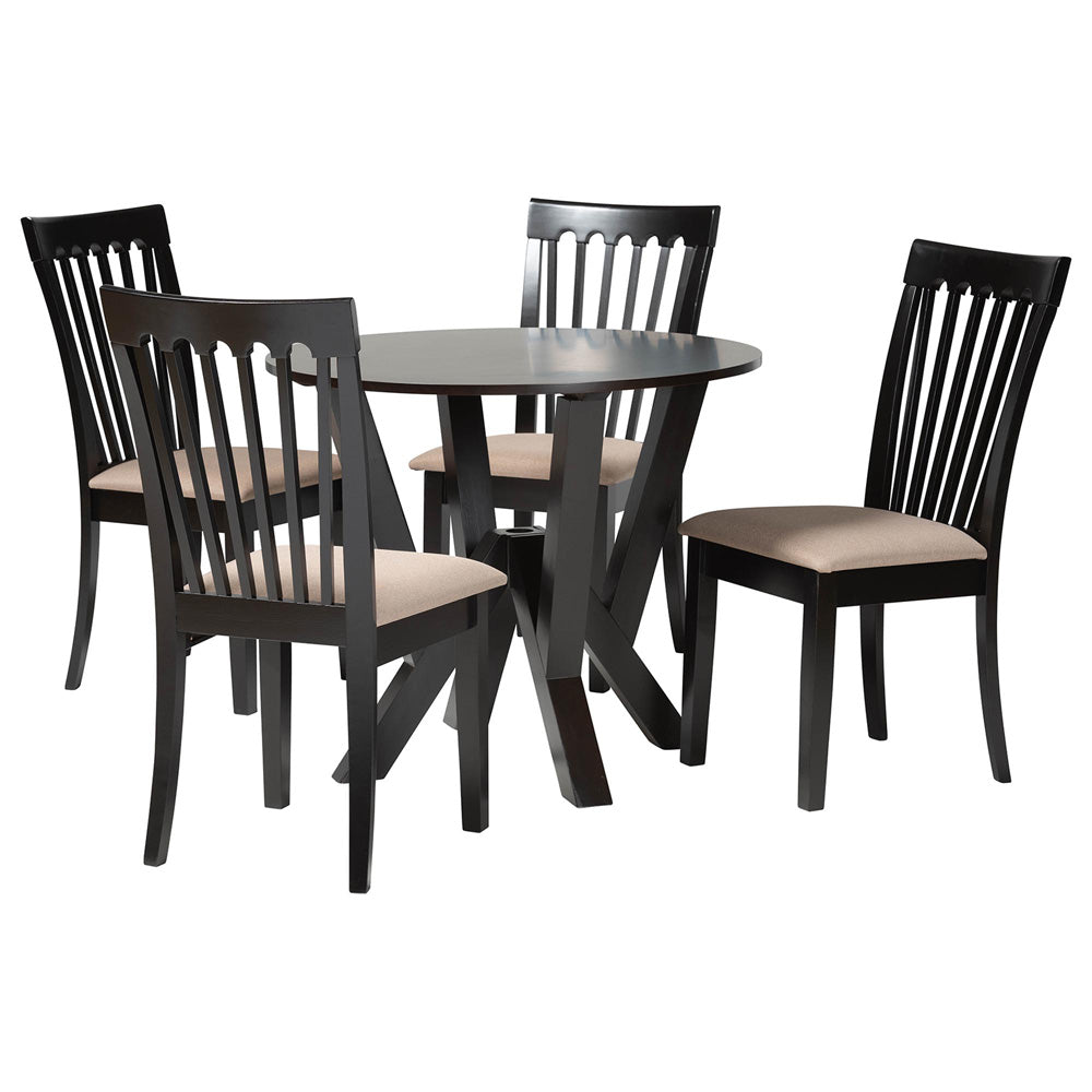 Baxton Studio - Marian Dining Set in Sand/Dark Brown - Gwen-Sand/Dark Brown-5PC Dining Set view 1