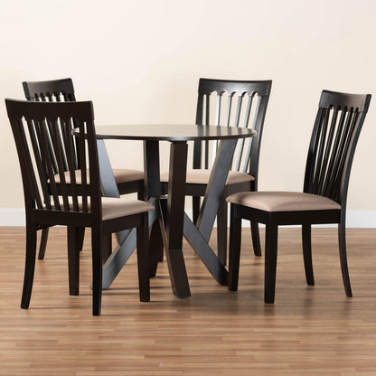 Baxton Studio - Marian Dining Set in Sand/Dark Brown - Gwen-Sand/Dark Brown-5PC Dining Set view 9