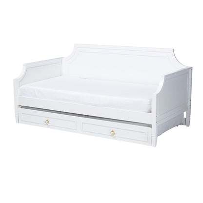 Baxton Studio - Mariana Full Size Daybed with Trundle in White - Mariana-White-Daybed-F/T view 1