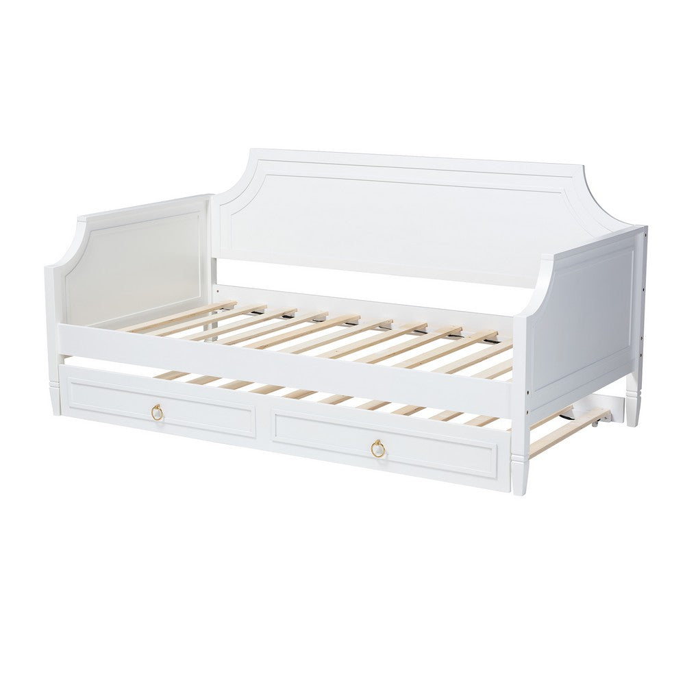 Baxton Studio - Mariana Full Size Daybed with Trundle in White - Mariana-White-Daybed-F/T view 4