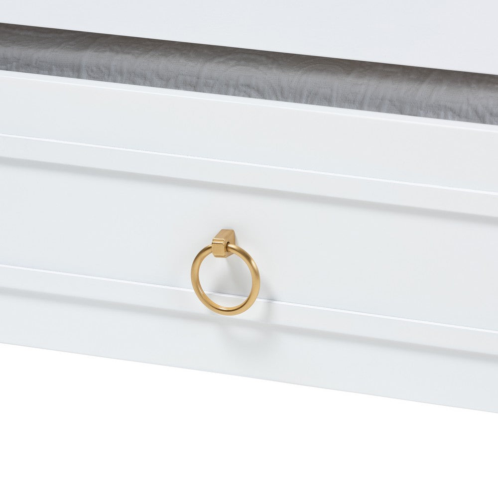 Baxton Studio - Mariana Full Size Daybed with Trundle in White - Mariana-White-Daybed-F/T view 7