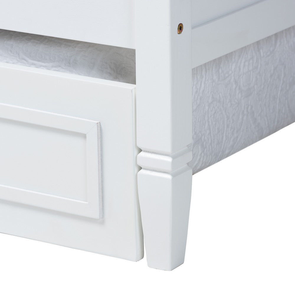 Baxton Studio - Mariana Full Size Daybed with Trundle in White - Mariana-White-Daybed-F/T view 8
