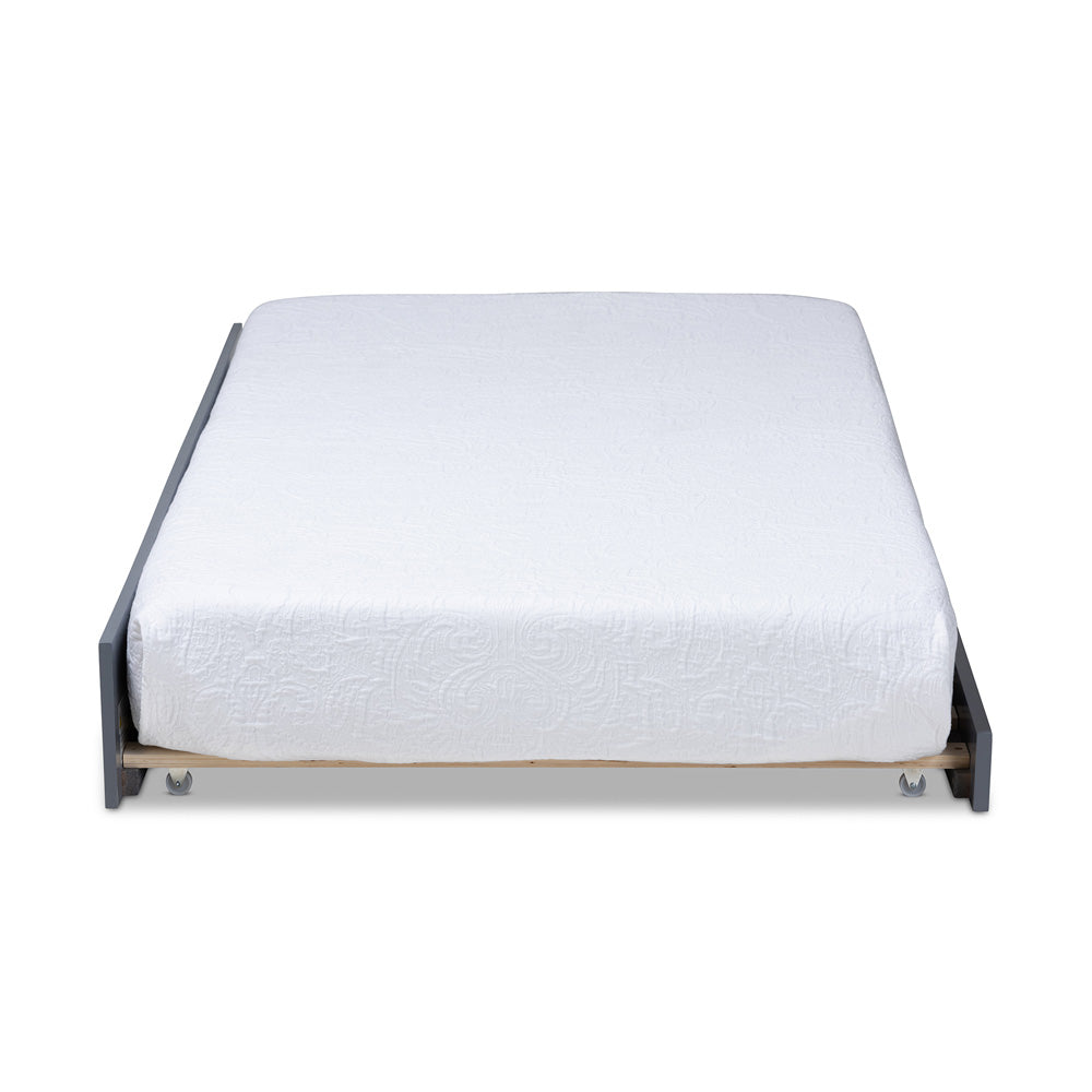 Baxton Studio - Mariana Trundle in Grey - Mariana-Grey-Trundle view 2
