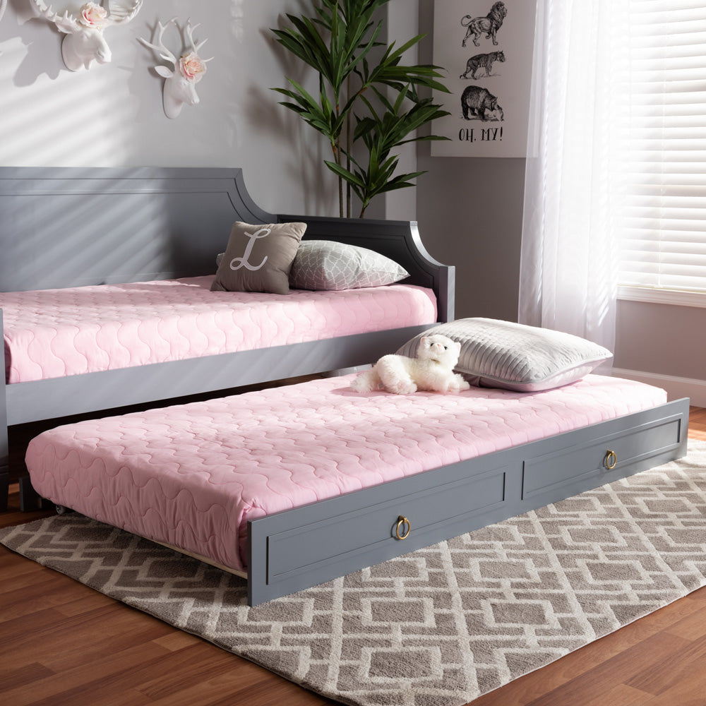 Baxton Studio - Mariana Trundle in Grey - Mariana-Grey-Trundle view 5