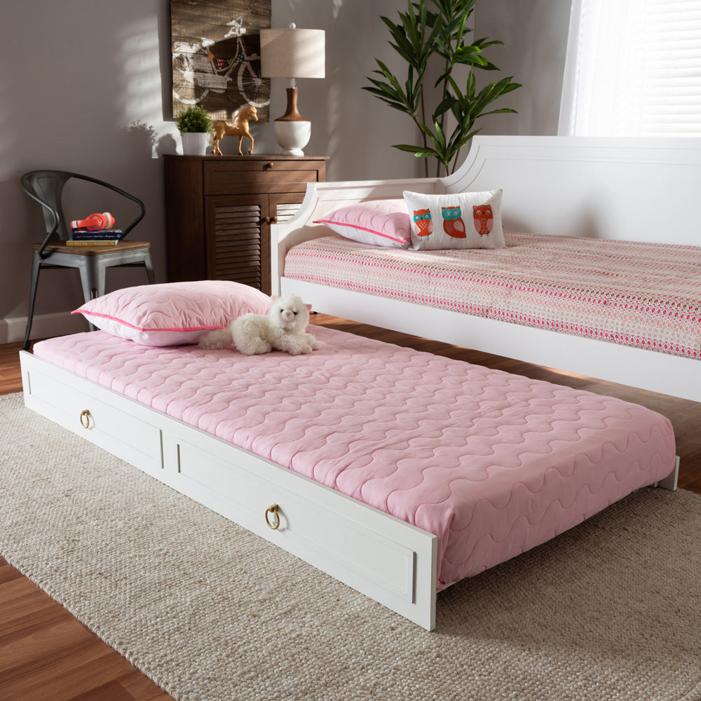 Baxton Studio - Mariana Trundle in White - Mariana-White-Trundle view 5