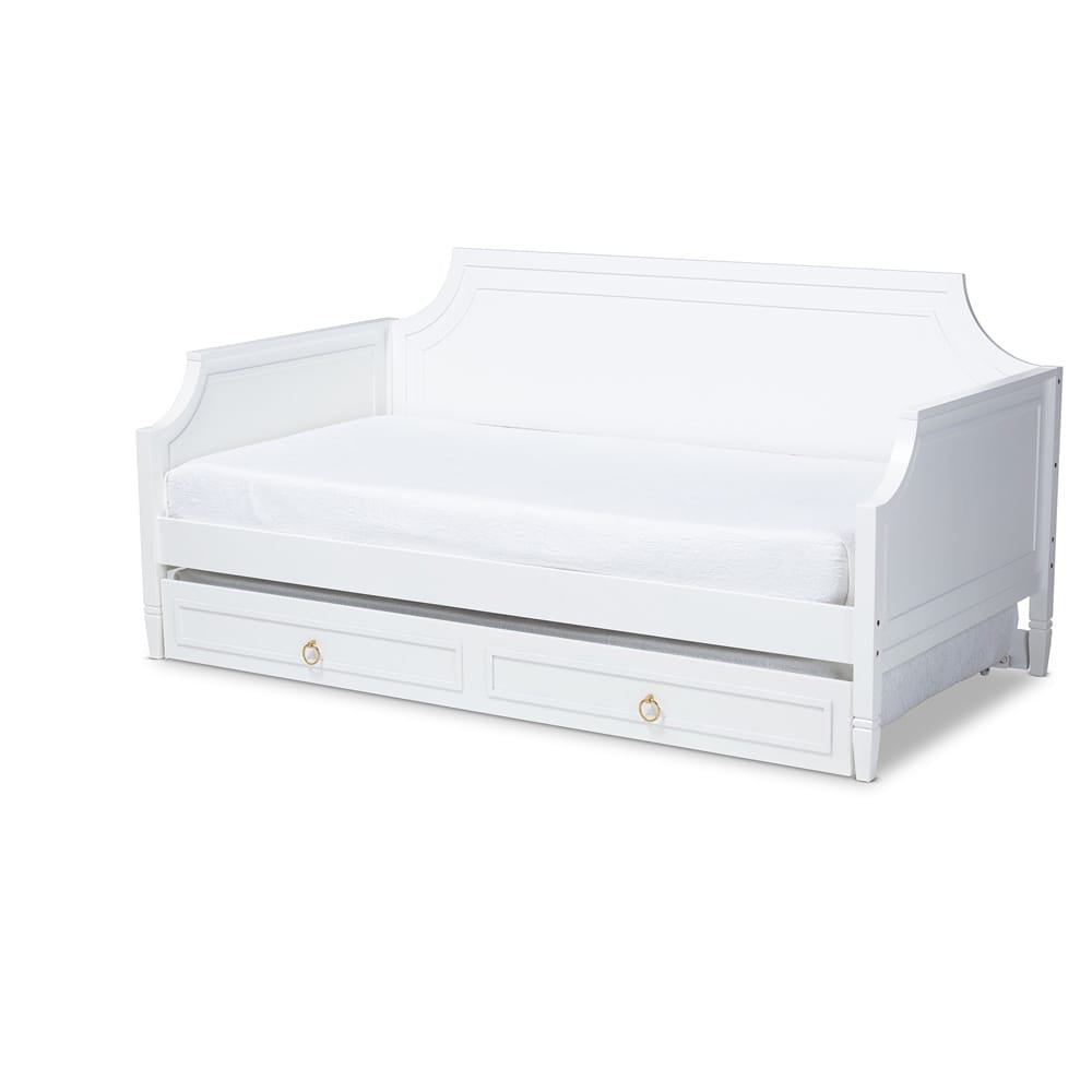 Baxton Studio - Mariana Twin Size Daybed with Trundle in White - Mariana-White-Daybed-T view 1