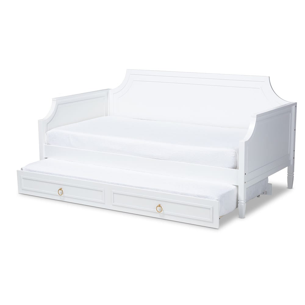 Baxton Studio - Mariana Twin Size Daybed with Trundle in White - Mariana-White-Daybed-T view 2