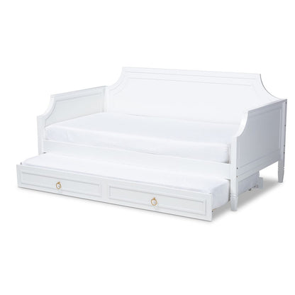 Baxton Studio - Mariana Twin Size Daybed with Trundle in White - Mariana-White-Daybed-T view 2