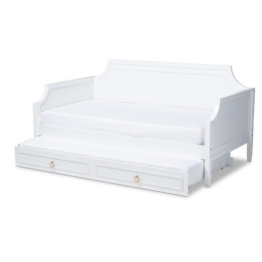 Baxton Studio - Mariana Twin Size Daybed with Trundle in White - Mariana-White-Daybed-T view 2
