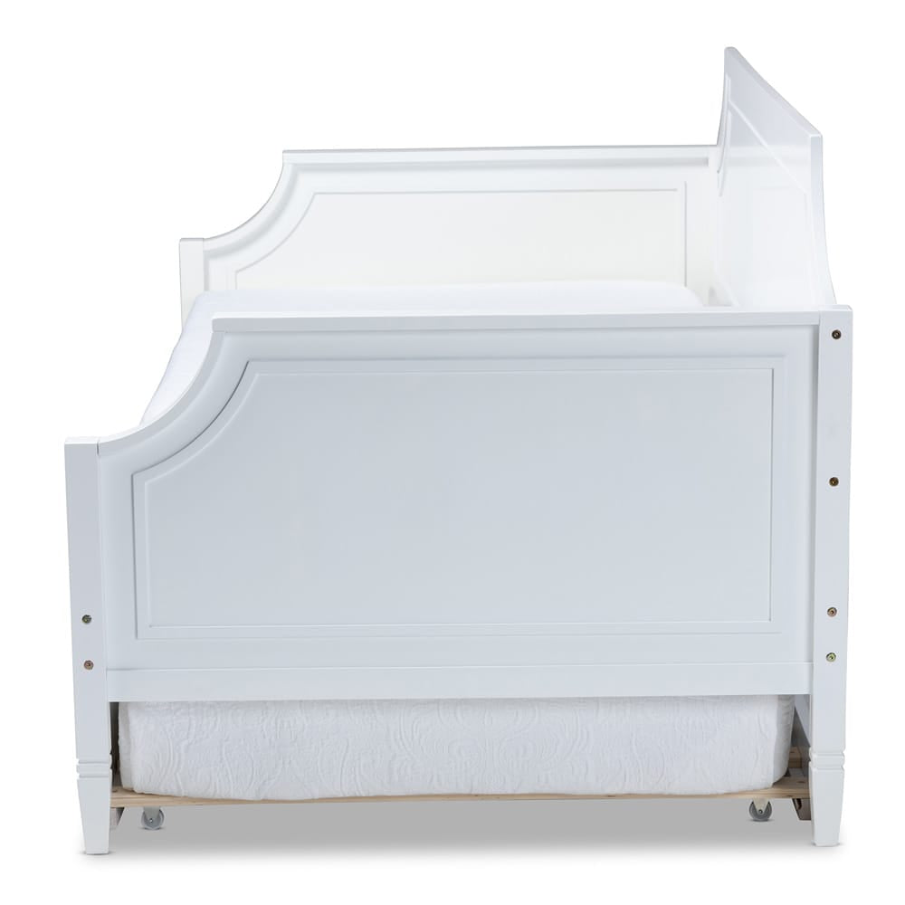 Baxton Studio - Mariana Twin Size Daybed with Trundle in White - Mariana-White-Daybed-T view 3