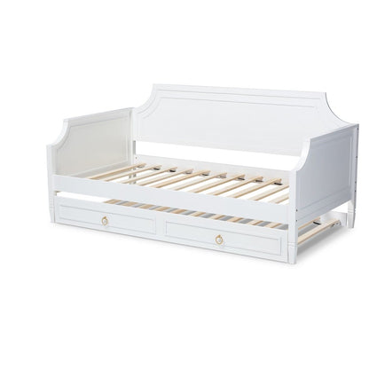 Baxton Studio - Mariana Twin Size Daybed with Trundle in White - Mariana-White-Daybed-T view 4