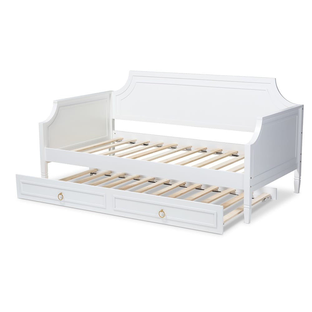 Baxton Studio - Mariana Twin Size Daybed with Trundle in White - Mariana-White-Daybed-T view 5