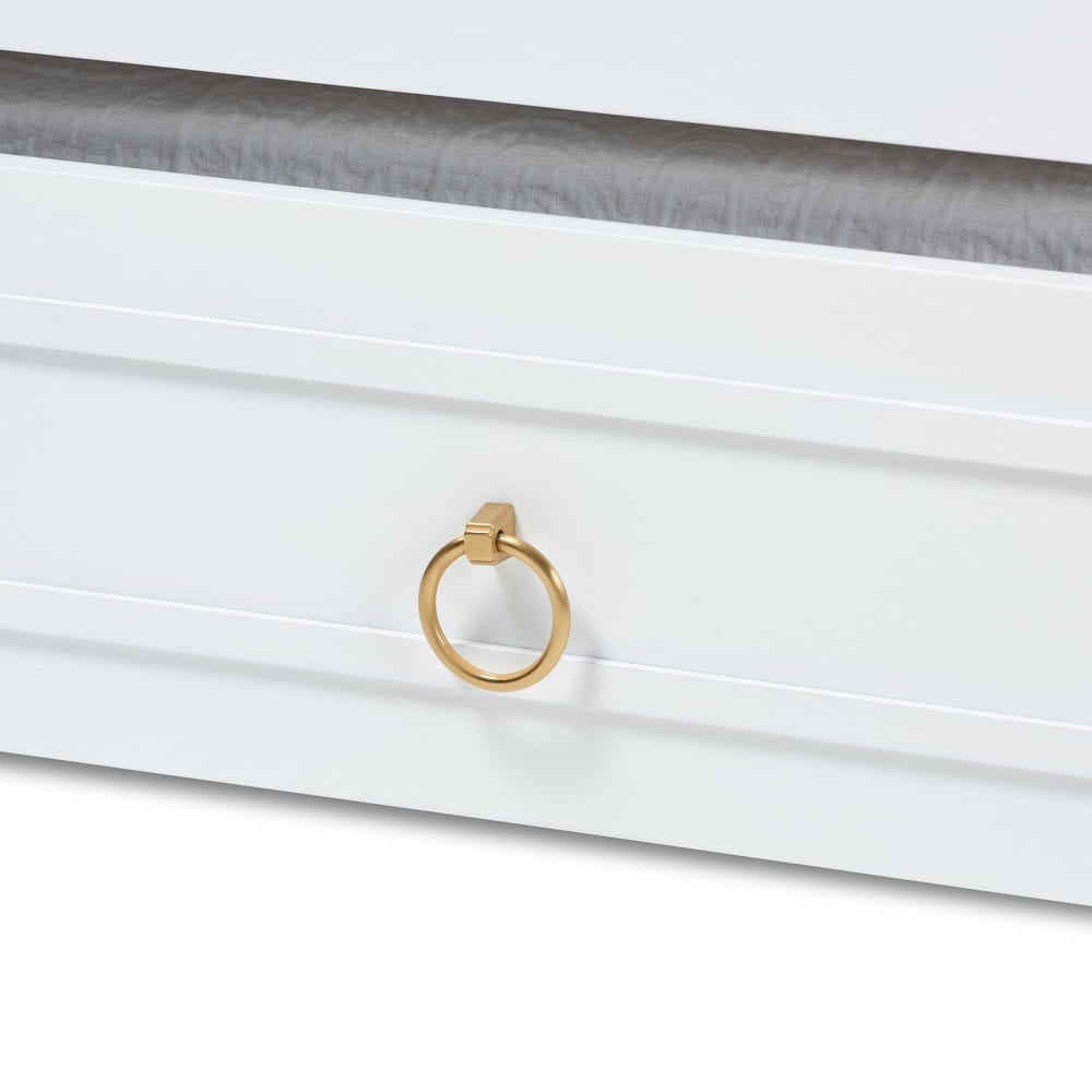 Baxton Studio - Mariana Twin Size Daybed with Trundle in White - Mariana-White-Daybed-T view 7