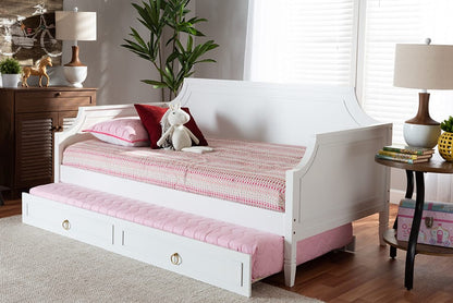 Baxton Studio - Mariana Twin Size Daybed with Trundle in White - Mariana-White-Daybed-T view 10