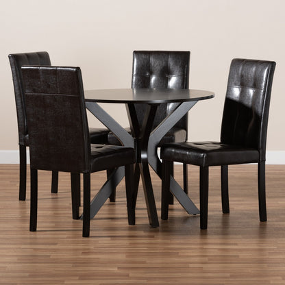 Baxton Studio - Marie Dining Set in Dark Brown/Espresso Brown - Marie-Dark Brown-5PC Dining Set view 8