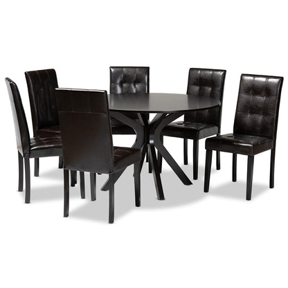Baxton Studio - Marie Dining Set in Dark Brown/Espresso Brown - Marie-Dark Brown-7PC Dining Set view 1