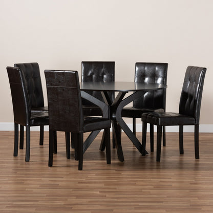 Baxton Studio - Marie Dining Set in Dark Brown/Espresso Brown - Marie-Dark Brown-7PC Dining Set view 8