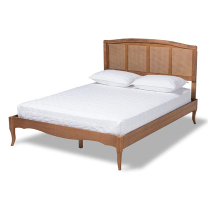 Baxton Studio - Marieke King Size Bed in Ash walnut - MG97132-Ash Walnut Rattan-King view 1