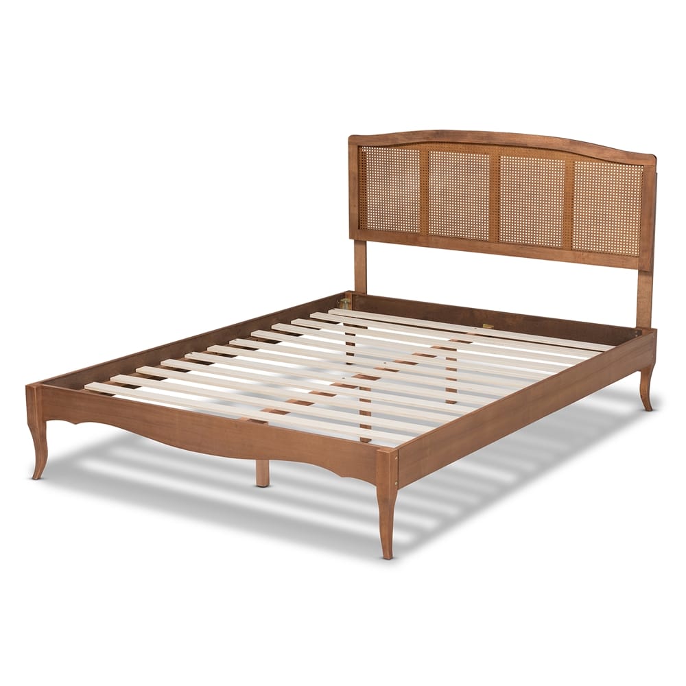 Baxton Studio - Marieke King Size Bed in Ash walnut - MG97132-Ash Walnut Rattan-King view 3