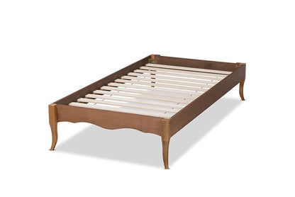 Baxton Studio - Marieke Twin Size Bed Frame in Ash Walnut - MG97132-Ash Walnut-Twin-Frame view 3