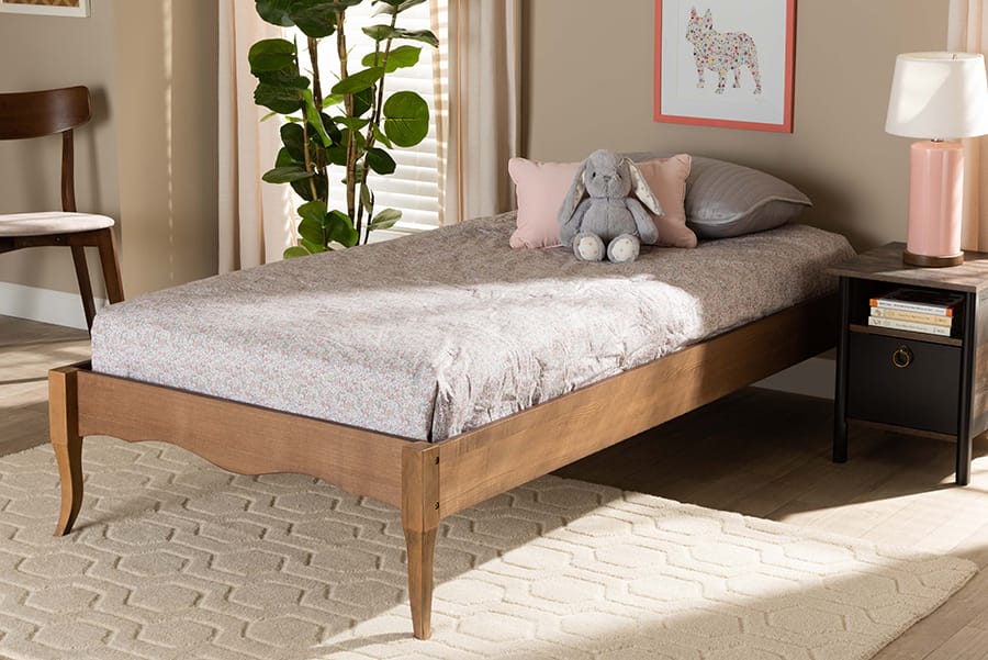 Baxton Studio - Marieke Twin Size Bed Frame in Ash Walnut - MG97132-Ash Walnut-Twin-Frame view 6