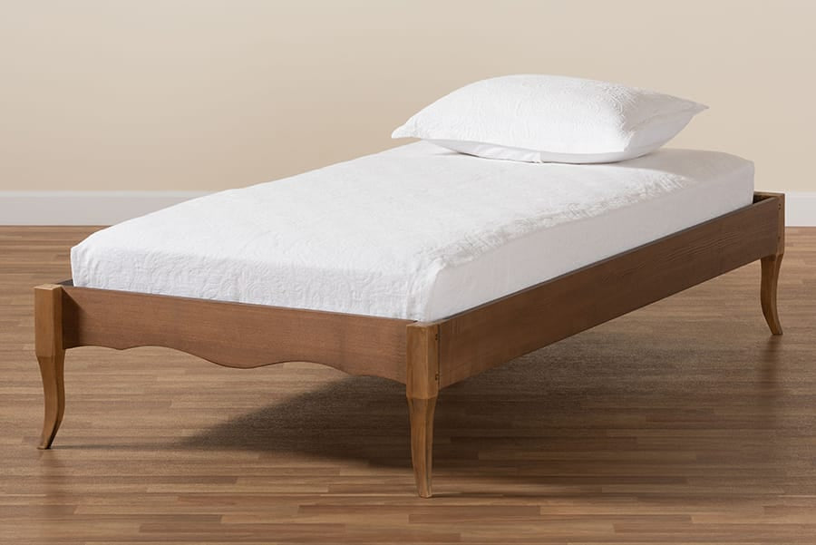 Baxton Studio - Marieke Twin Size Bed Frame in Ash Walnut - MG97132-Ash Walnut-Twin-Frame view 7