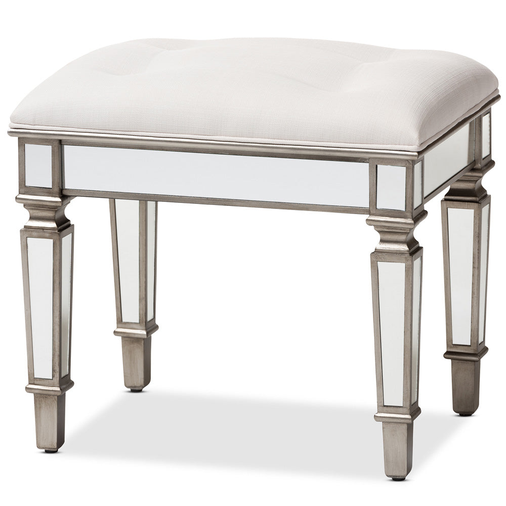 Baxton Studio - Marielle Ottoman in White - RS2937 view 1