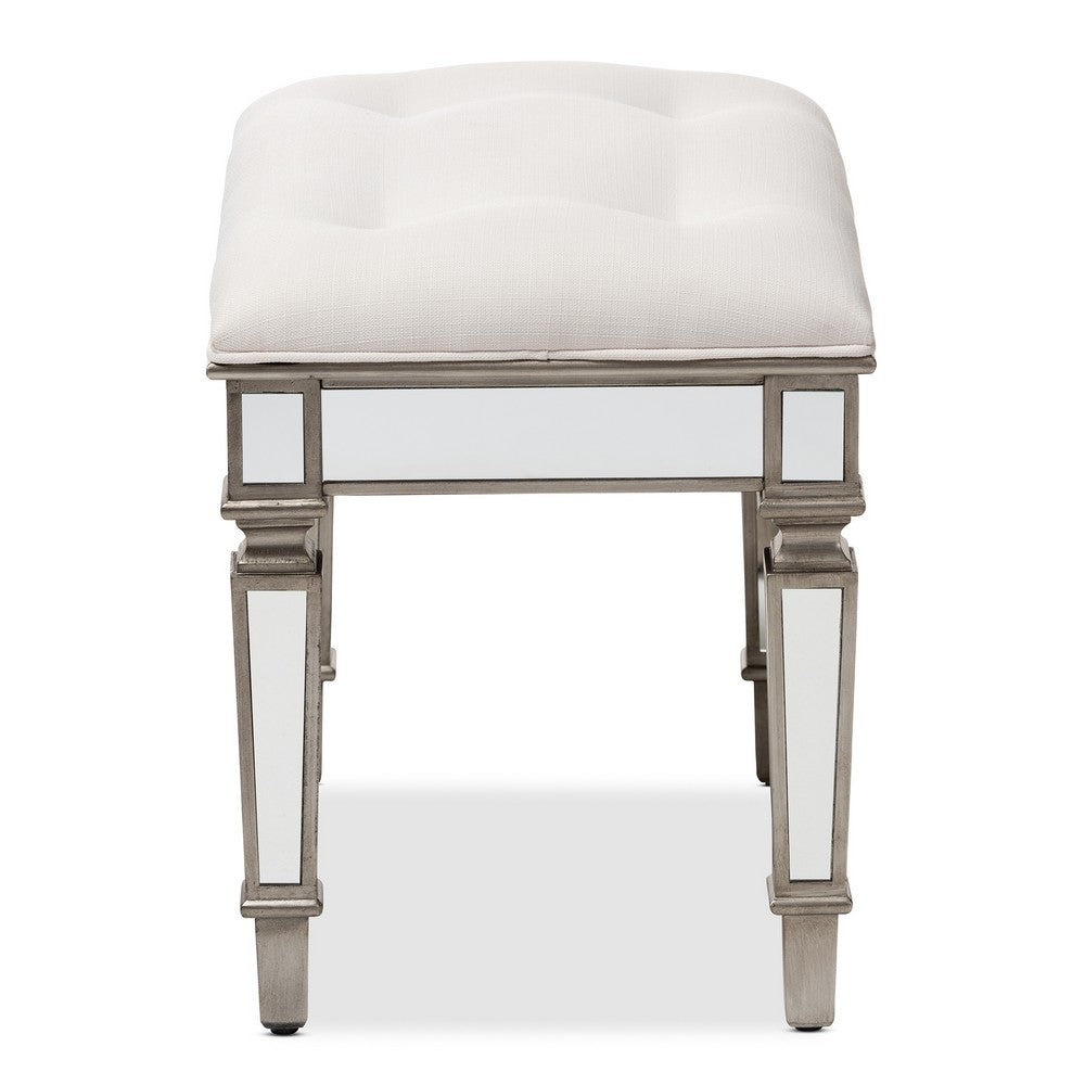 Baxton Studio - Marielle Ottoman in White - RS2937 view 3