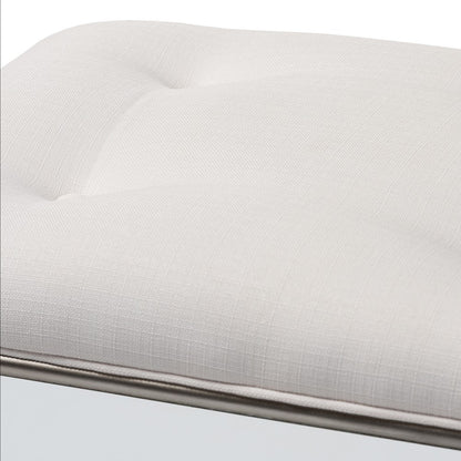 Baxton Studio - Marielle Ottoman in White - RS2937 view 4