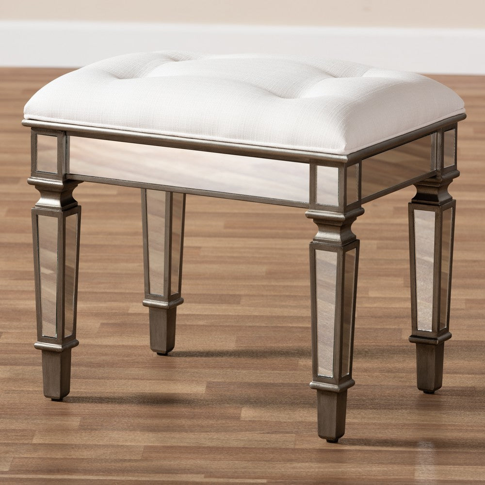 Baxton Studio - Marielle Ottoman in White - RS2937 view 7