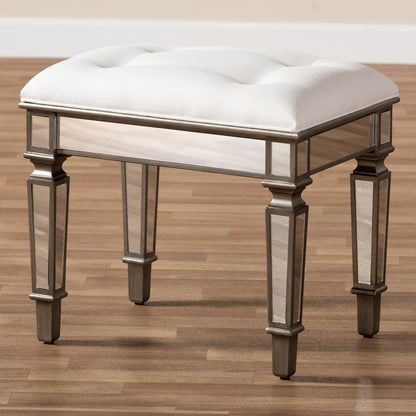 Baxton Studio - Marielle Ottoman in White - RS2937 view 7