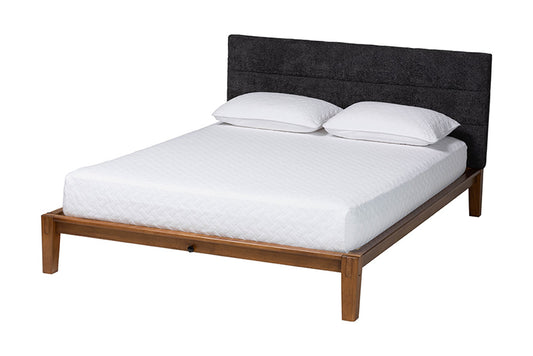 Baxton Studio - Mariette Queen Size Bed - BBT61242-XD841-26 Dark Grey/Walnut-Queen view 1