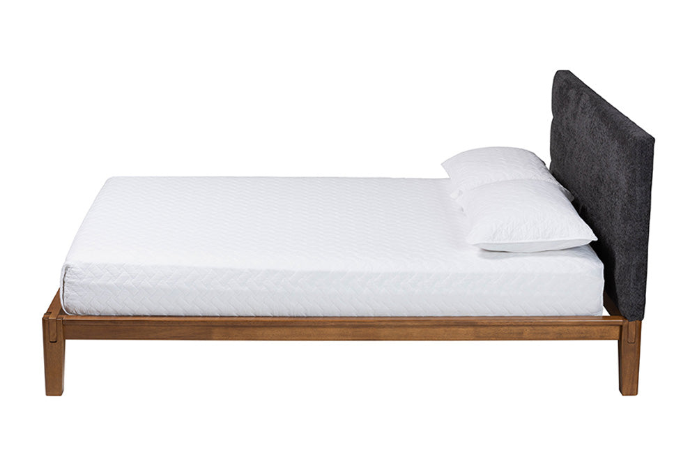 Baxton Studio - Mariette Queen Size Bed - BBT61242-XD841-26 Dark Grey/Walnut-Queen view 2