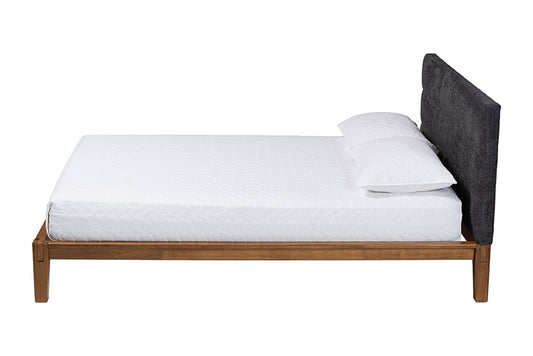 Baxton Studio - Mariette Queen Size Bed - BBT61242-XD841-26 Dark Grey/Walnut-Queen view 2