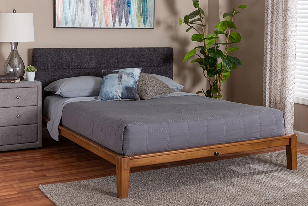 Baxton Studio - Mariette Queen Size Bed - BBT61242-XD841-26 Dark Grey/Walnut-Queen view 5