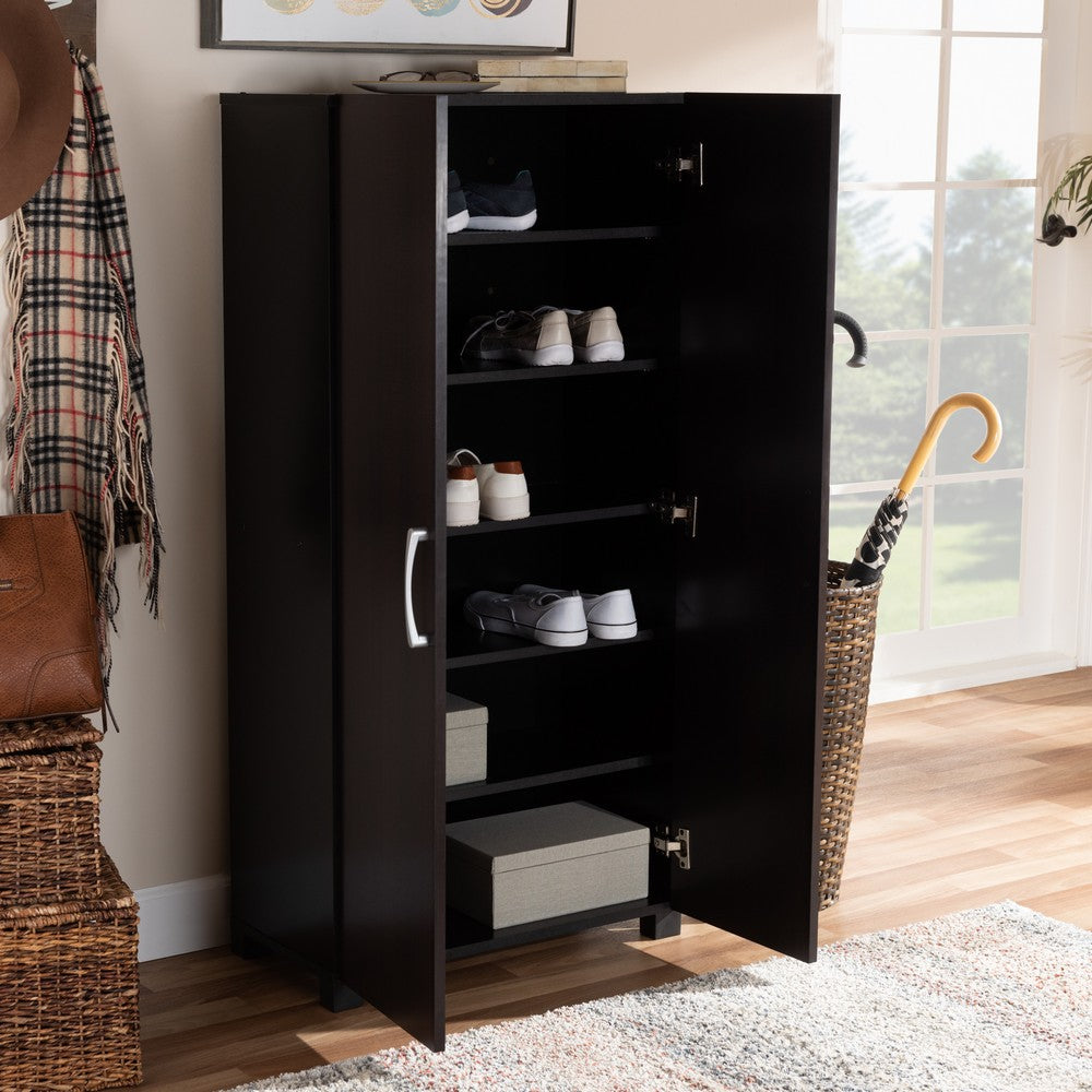 Baxton Studio - Marine Shoe Cabinet in Wenge - SESC294-Wenge-Shoe Cabinet view 8