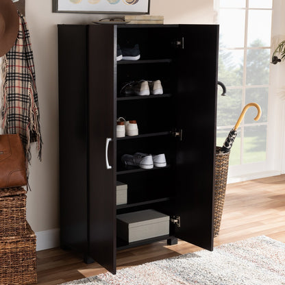 Baxton Studio - Marine Shoe Cabinet in Wenge - SESC294-Wenge-Shoe Cabinet view 8