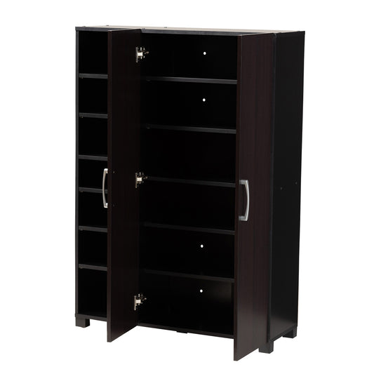 Baxton Studio - Marine Shoe Cabinet in Wenge - SESC296-Wenge-Shoe Cabinet view 2