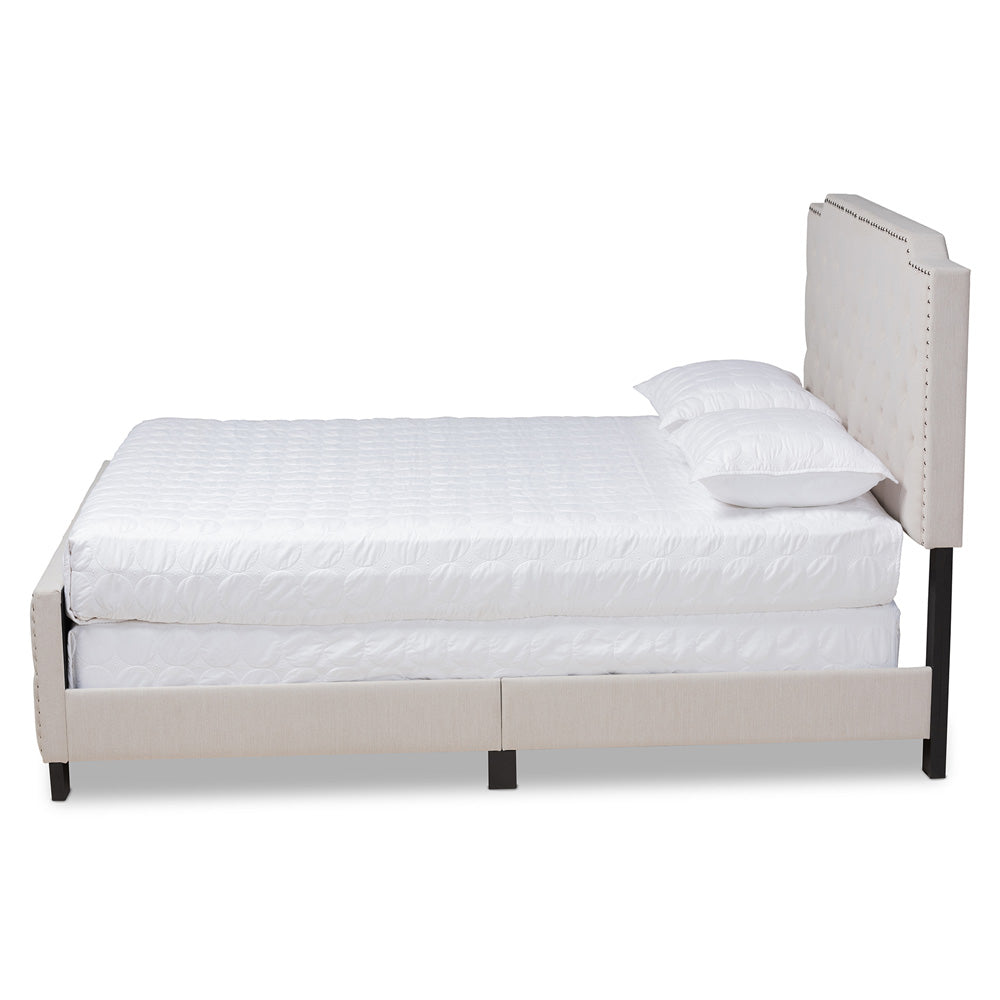 Baxton Studio - Marion Full Size Bed in Beige/Black - Marion-Beige-Full view 2