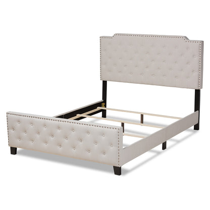 Baxton Studio - Marion Full Size Bed in Beige/Black - Marion-Beige-Full view 3