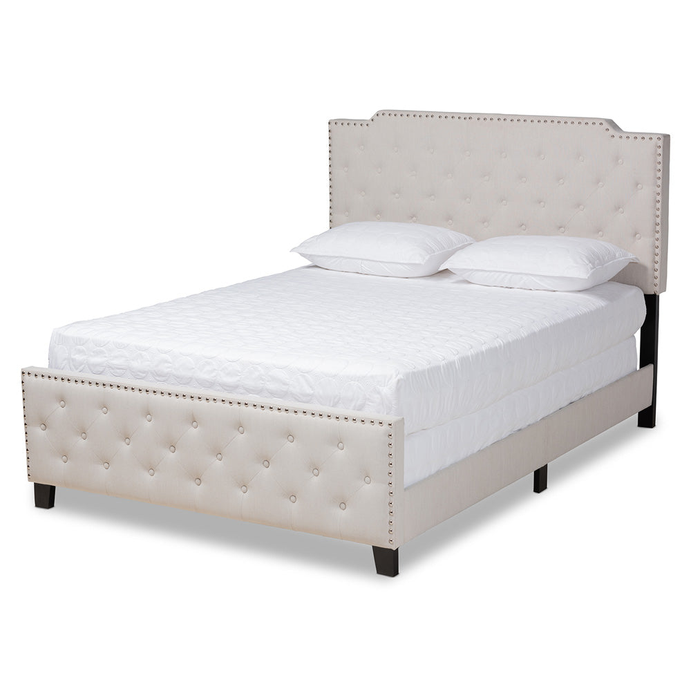 Baxton Studio - Marion King Size Bed in Beige/Black - Marion-Beige-King view 1