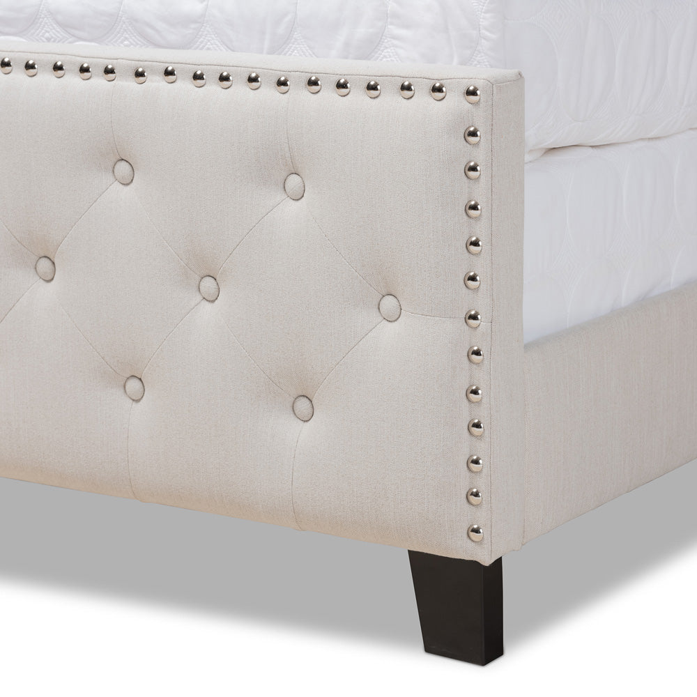 Baxton Studio - Marion King Size Bed in Beige/Black - Marion-Beige-King view 5